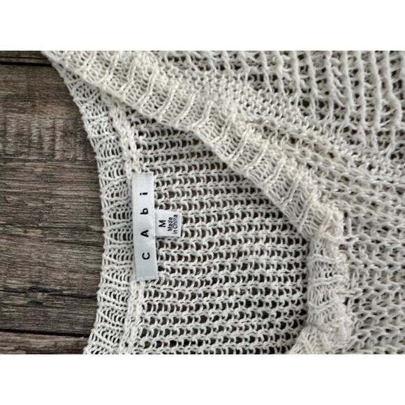 CAbi #694 Women's White Open Knit Sheer Mesh Hi Low Pullover Tank Top Size M - Picture 5 of 7